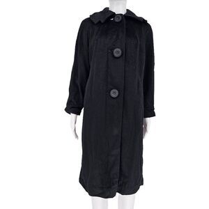 60's Vintage Felt Trench Overcoat Black L